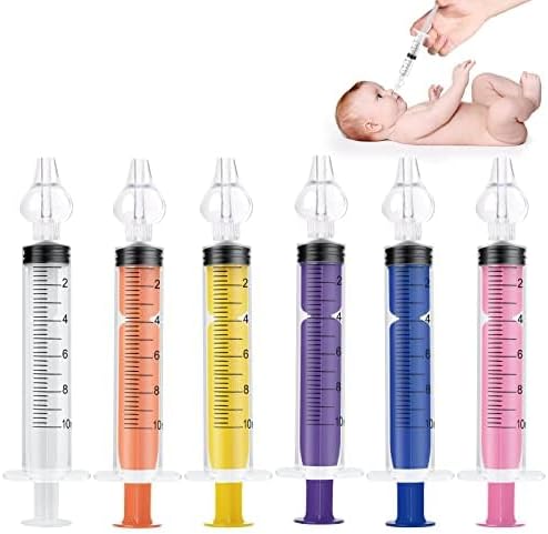 Vicloon Baby Nasal Irrigator, 6PCS Nasal Syringe for Baby, Syringe Nasal Irrigator with Cleanable and Reusable Silicone Nasal Suction Tip forIrrigation, Nasal Spray, Nasal Hygiene(Color)