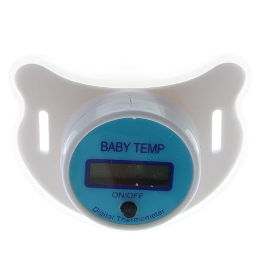 High Accuracy Thermometer LCD Display Nipple-Shaped Pacifier Babies's Heating Fever Monitor Gauge Pink/Blue Digital for Baby Oral Mouth Temperature Measuring Nipple
