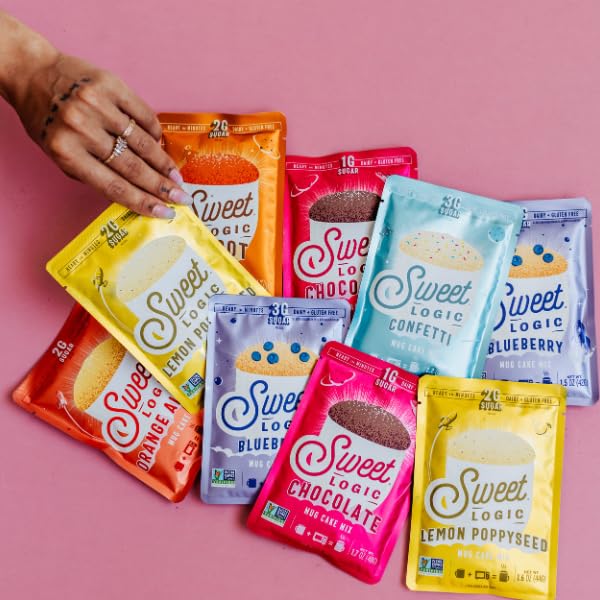 Sweet Logic Keto Dessert Mug Cake Mixes - Lemon Poppyseed - Low Sugar - Gluten-Free - Low Carb - Diabetic-Friendly Sweets - Natural Ingredients - High Protein - Delicious Keto Treats (4 Pack)