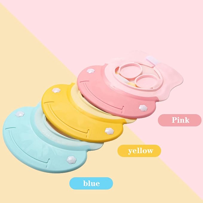 Shower Cap for Kids, Baby Shower Cap bath wash Shampoo rinser shield Hat Adjustable head hair Visor Protection Toddler and Children,Prevent water from entering eyes and ears(Pink)