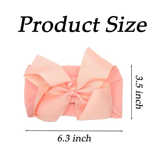 6" Baby Headband Bows, Soft Nylon Hairbands Cute Big Bow Super Elastic Headband for Baby Girls Newborn Infant Toddlers (Green 10Colors)