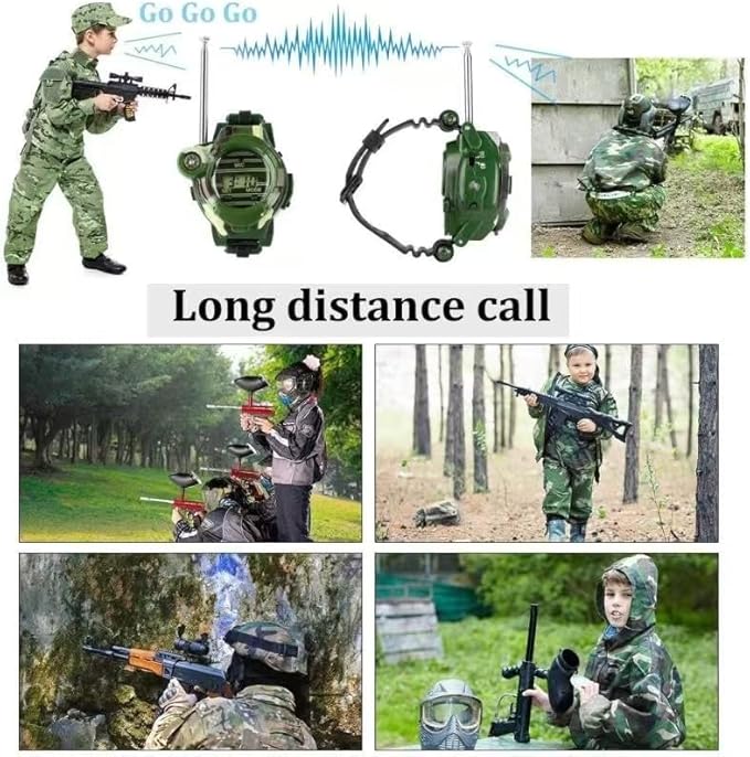 Walkie Talkie for Kids,Walkie Talkies Watch Spy Army Toys Gifts for Children,Two-Way Radio Walky Talky Watches with Flashlight Children Outdoor Game Interphone Toy Game(2 Pack)