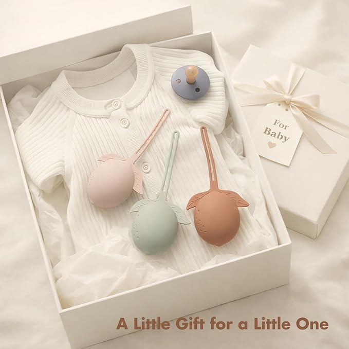 Silicone Pacifier Holder Case Binky Holder Baby Pacifier Case for Boys Girls Portable Silicone Paci Storage Pouch for Newborns 3 Pack-Ivory+Sage+Brown