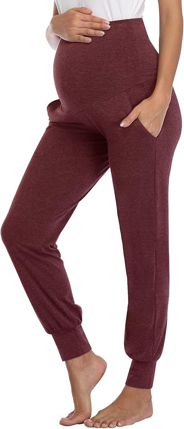 AMPOSH Women's Maternity Pants Stretchy Lounge Workout Sweatpants Casual Loose Comfy Pregnancy Joggers with Pockets