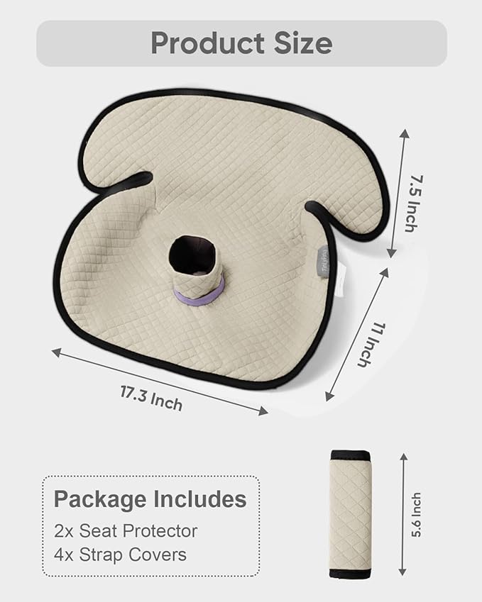 2 Pack Baby Potty Training Car Seat Protector, Waterproof Car Seat Liner for Potty Training Toilet, Baby Infant Toddler Piddle Pad Fits for Carseat, Stroller, Highchair - 2 Pack, Beige