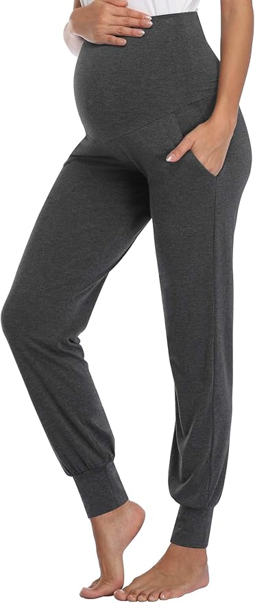 AMPOSH Women's Maternity Pants Stretchy Lounge Workout Sweatpants Casual Loose Comfy Pregnancy Joggers with Pockets