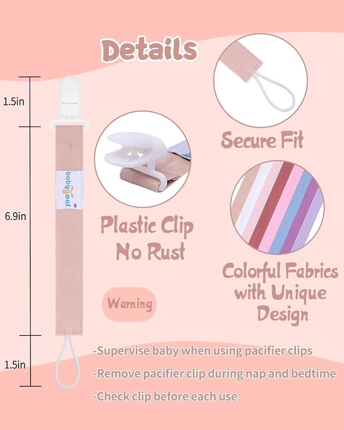 babygoal Baby Pacifier Clips 8 Pack, Pacifier Holder Clips Fits for Most Pacifier and Binkies-Neutral Color 8PS42