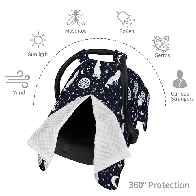 Wolf Star and Moon Baby Car Seat Canopy Nursing Cover for Newborn Car Seat Breastfeeding Covers Blanket Newborn Shower Gift