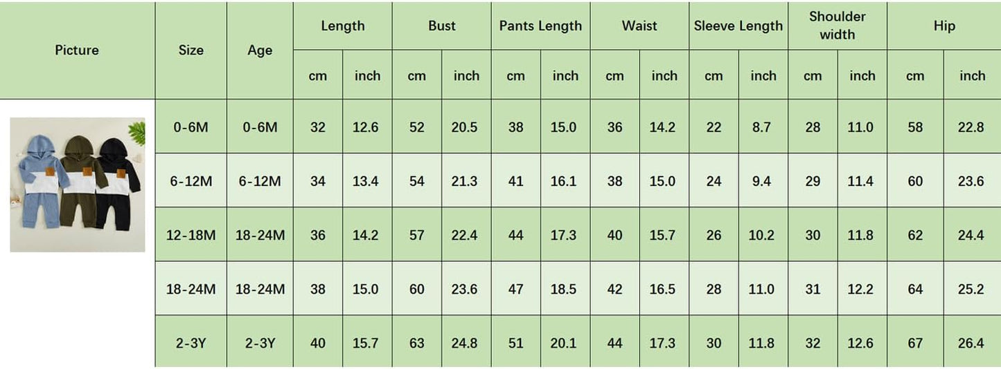 Toddler Baby Boy Hoodies Fall Clothes Waffle Contrast Color Sweatshirt Pant Set Infant Clothes 6 12 18 Months 2T 3T