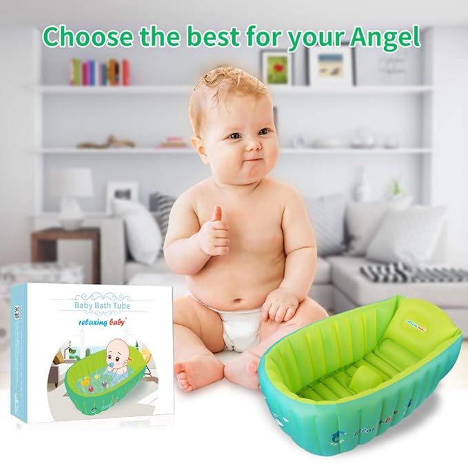 | Inflatable Baby Bathtub,Newborn Bathtub Seat for Infant,Non-Slip Baby Pool for Sitting up,Foldable Toddler Tub Shower,Portable Travel Bath for Kids 0-6 Year