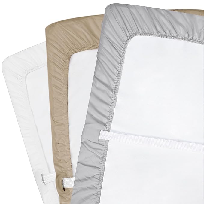david's Kids 3 Pack Changing Pad Cover Set, Ultra Soft Breathable Cozy Microfiber Diaper Change Table Sheets for Baby Girls, Fit Most Changing Pads, White & Grey & Khaki