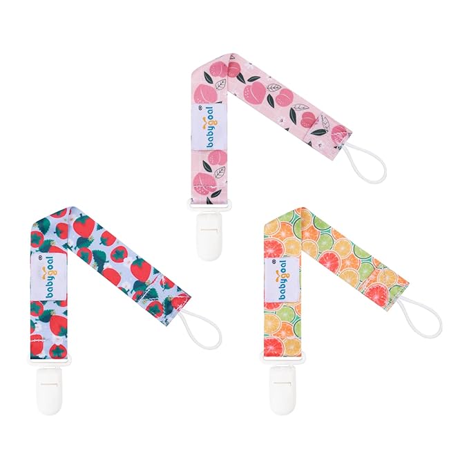 babygoal Fruit Pacifier Clips, 6 Pack Binky Paci Holder Leashes Fits for Most Pacifiers and Binkies 6PB17