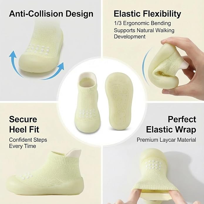Baby Sock Shoes Toddler Walking Shoes Infant Non-Slip Slippers with Soft Rubber Sole Baby Boys Girls Sneakers