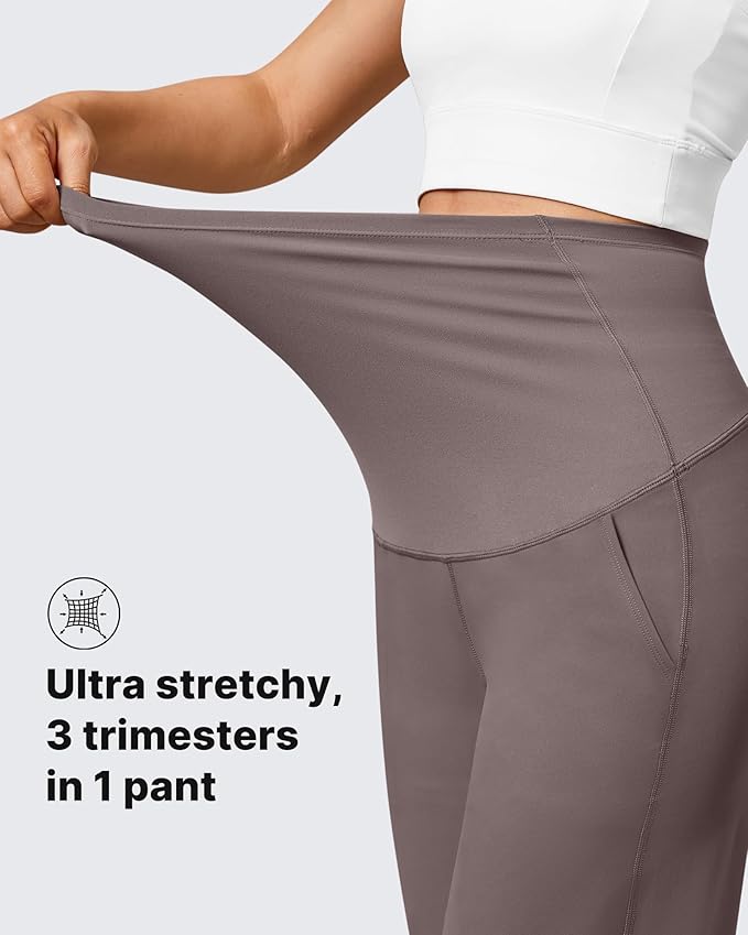 G4Free Maternity Pants Over The Belly Yoga Dress Work Pregnancy Pants Stretchy Lounge Wide Leg Trousers with Pockets
