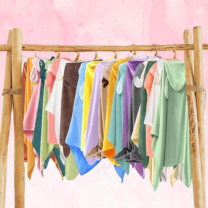 Toddler Bath Towel Baby Towels with Hood 27.5"X55" Ultra Absorbent Soft Bathrobe Blanket Kids Shower Towel for Girls and Boys(Pink Cat)