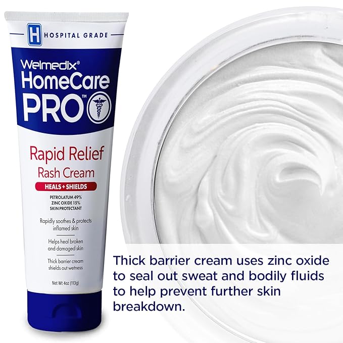 Welmedix Rapid Relief Diaper Rash Cream with Zinc Oxide, Hospital Grade Barrier Cream for Adults, and Babies with Fragile or Sensitive Skin (4oz Tube, Pack of 5)