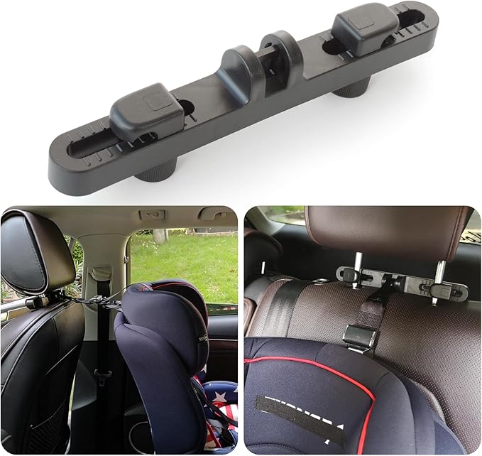 Universal Car Headrest Mount Bracket ISOFIX Latch, Car Child Seat Restraint Anchor Mounting Kit for ISOFIX Latch Headrest Bracket 248*29*58mm, Black