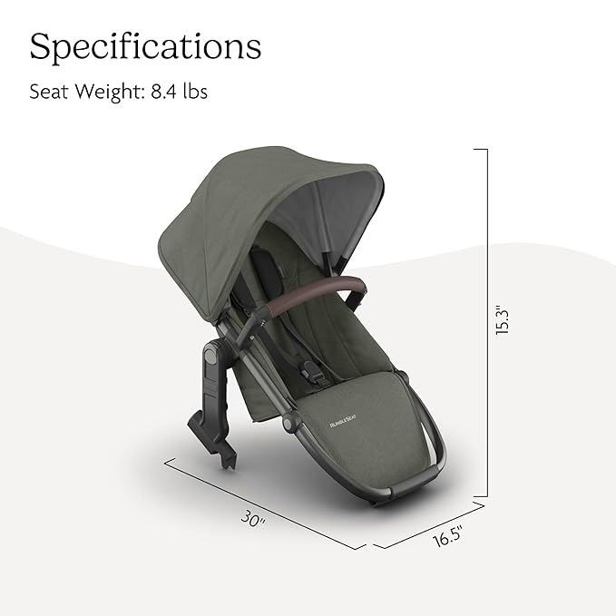 UPPAbaby RumbleSeat V3 Second Lower Seat - Compatible with Vista V2 and Vista V3 - All-Weather Seat + Magnetic Buckle – Adapters Included -Evelyn (Meadow Green)