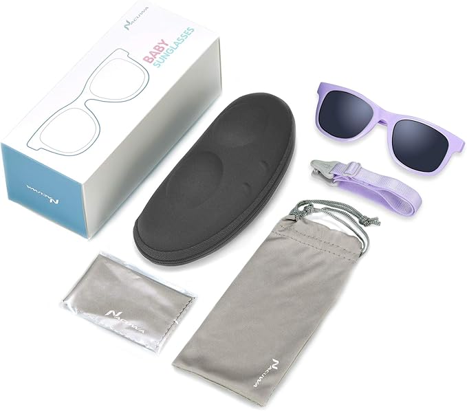 Baby Sunglasses - 100% UV Proof Sunglasses for Baby, Toddler, Kids - Ages 0-2 Years - Case and Pouch included