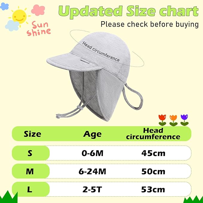 Duoyeree UPF 50+ Baby Sun Hat with Ear and Neck Protection - Toddler Beach Hat for Boys & Girls - Ideal for Summer Fun