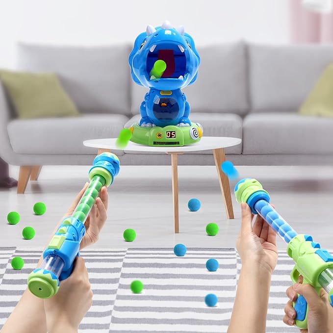 EagleStone Moveable Dinosaur Shooting Toys Triceratops Action,Kids Shooting Games with LCD Score Record&LED, Enhancing Hand-Eye Coordination Toys for Boys and Girls