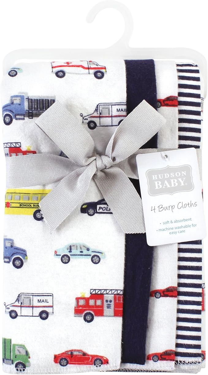 Hudson Baby Cotton Poly Flannel Burp Cloths Multipack, Going Places 8-Pack, One Size