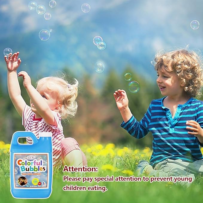 Lulu Home 33.8 OZ/1 L Concentrated Bubble Solution, Refill for Bubble Machines, Giant Wands, and Blowers - Up to 2.5 Gallons for Kids' Birthday Parties