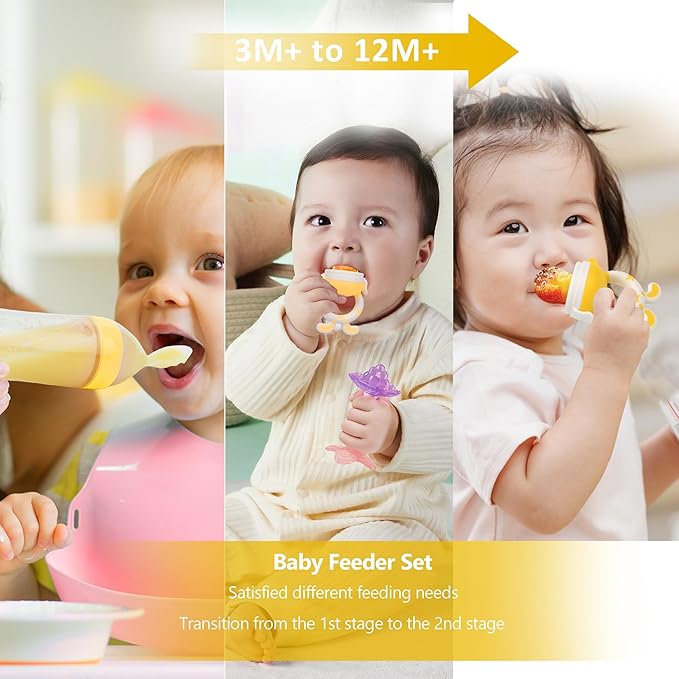 WAJIAYON Easter Bunny Baby Fruit Feeder Pacifier | Infant Fruit Food Feeder Pacifier & Food Dispensing Spoon | Fresh Fruit Teethers for Babies | Silicone Feeder Baby,Gifts for Boys and Girls-Rabbit