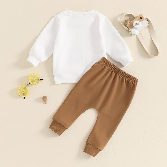 Toddler Baby Boy Fall Winter Outfits Tractor Print Long Sleeve Sweatshirt Pants Set Kids Sweatsuit Clothes