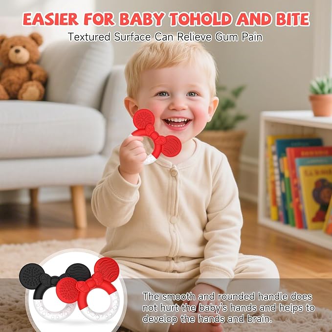2 Packs Baby Teething Toys for Babies 3-6 6-12 Months,BPA Free Soft and Silicone Infant Teething Relief Soothing Sore Gums Baby Teethers Toys
