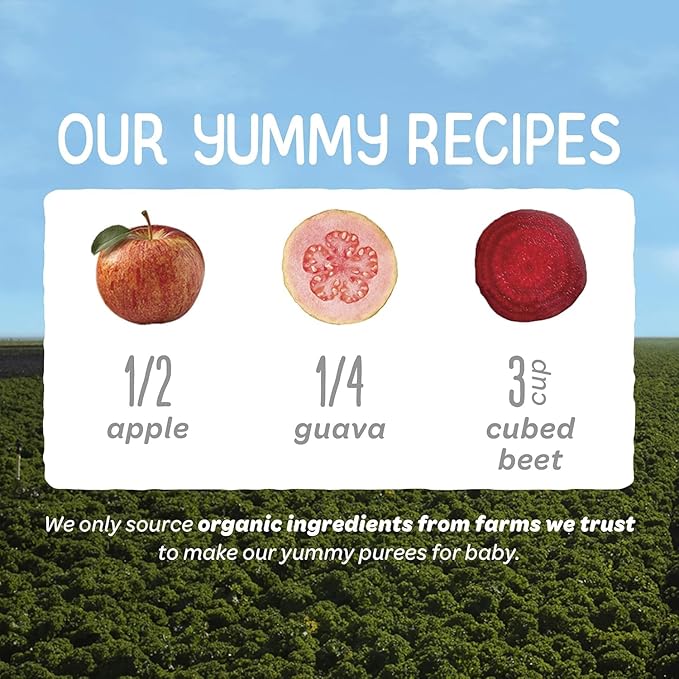Happy Baby Digestive Support Blends Baby Food, Pear, Blueberries, Strawberries & Oats, 4 Oz (Pack of 16) + Happy Baby Organics Stage 2 Clearly Crafted, Apples, Guavas & Beets, 4 Oz (Pack of 16)