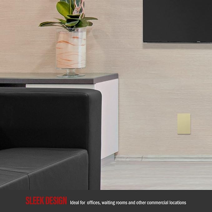 ENERLITES Screwless Blank Wall Plate, Child Safe Blank Device Outlet Cover, Standard Size, 1-Gang 4.68" x 2.93", Polycarbonate Thermoplastic, UL Listed, SI8801-I, Glossy, Ivory