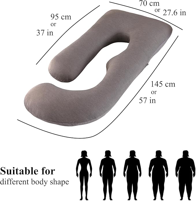 ALLOPERA Pregnancy Pillow, Full Body Maternity Pillow 57 inch, with Removable Washable Cover - Sleep Support for Legs, Back, Neck, Shoulder, HIPS, Belly for Pregnent Women (Cooling Cover)