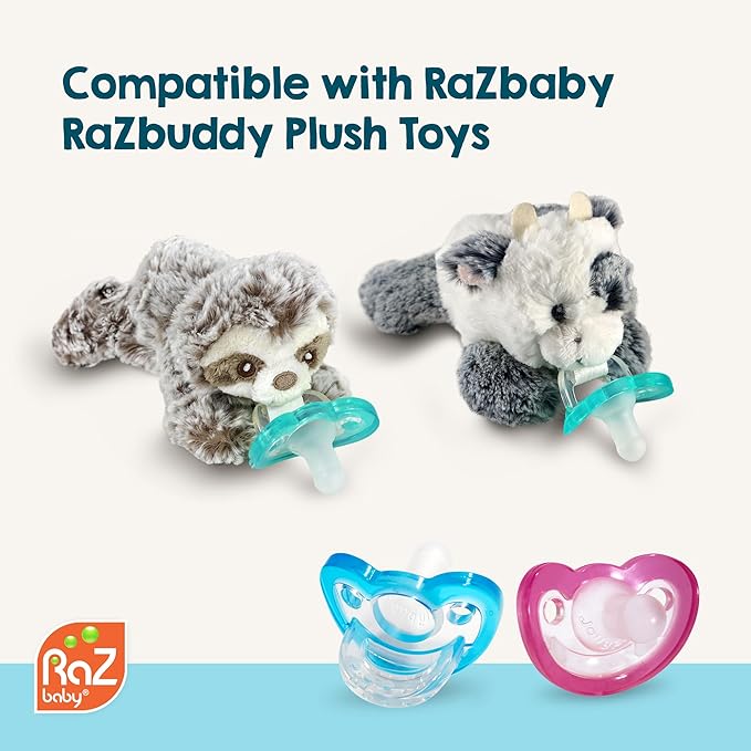 RaZbaby Jollypop Pacifier for Babies 3 Months and Up, USA Made, Natural Shaped Orthodontic Binky, Lovingly Shared in NICUs & Hospitals Worldwide, Medical-Grade 100% BPA-Free - 10 Pack - Pink