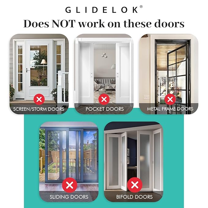 4 Pack – GlideLok Child Safety Door Top Lock | for Interior & Exterior Doors | Lock & Unlock from Both Sides | Stop Kids, Pets, Dogs & Cats from Opening Doors