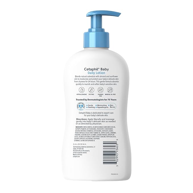 Baby Daily Lotion with Organic Calendula |Vitamin E | Sweet Almond & Sunflower Oils |13.5 Fl. Oz