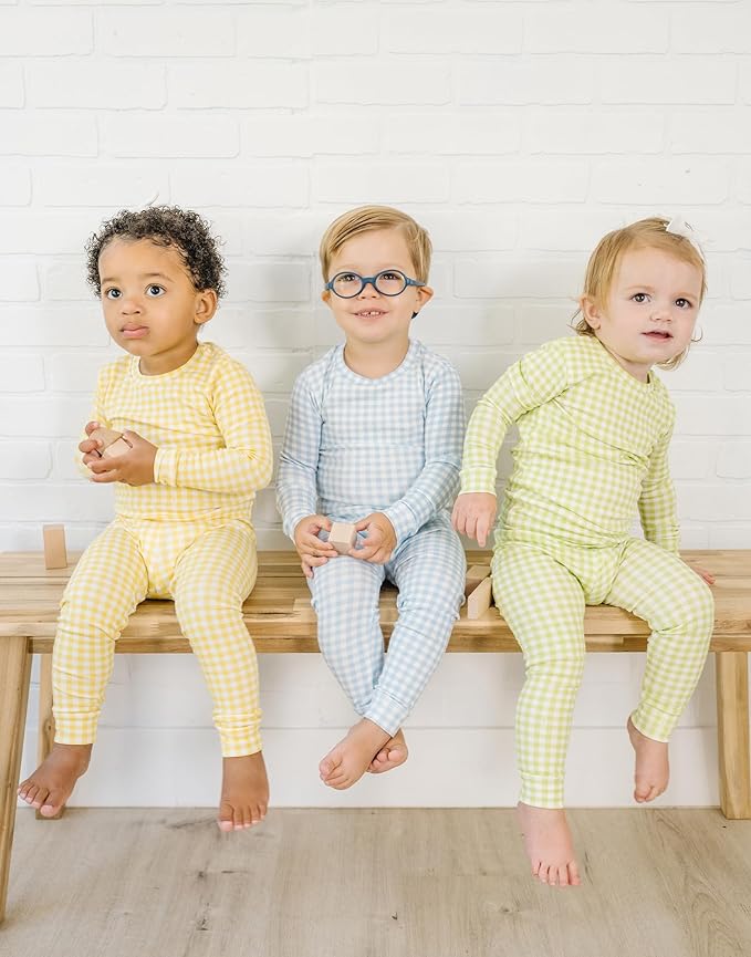 moimoln Baby Toddler Pajama Set Snug-Fit Cotton Modal Sleepwear, Leopard, Check & Solid Mix (6M-8Y, 1/2 Pack)