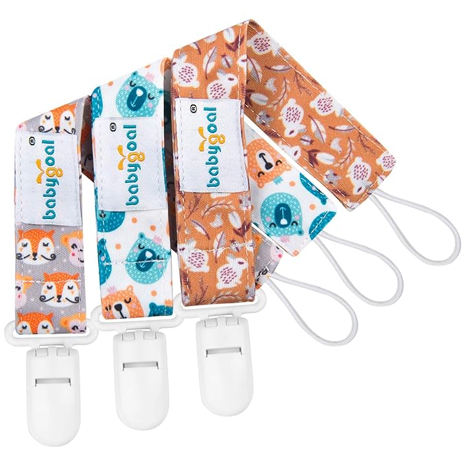 Babygoal Animal Pacifier Clips, 6 Pack Pacifier Holder Fits for Most Pacifier Styles 6PS18