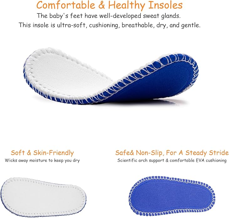Baby Shoes Boys Girls First Walking Shoes Wide Toe Box Barefoot Zero Drop Infant Shoes Lightweight Nonslip Soft First Walkers PU Leather Toddler Sneakers for 6-24 Months