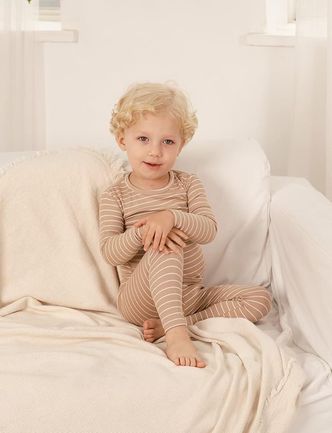 AVAUMA Stripe Pattern Baby Boys Girls Pajama Set Kids Toddler Snug fit Ribbed Sleepwear pjs for Daily Life Style
