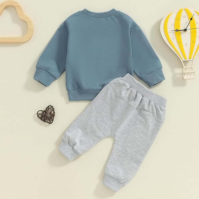 Toddler Boy Outfit Mama's Little Man Long Sleeve Sweatshirt And Pants Set Infant Baby Boy Fall Winter Clothes