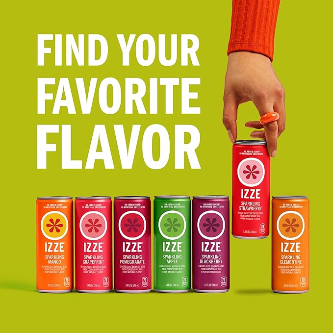 Izze Cherry Lime Straight Beverages, 8.4 FL Oz, (Pack of 48)