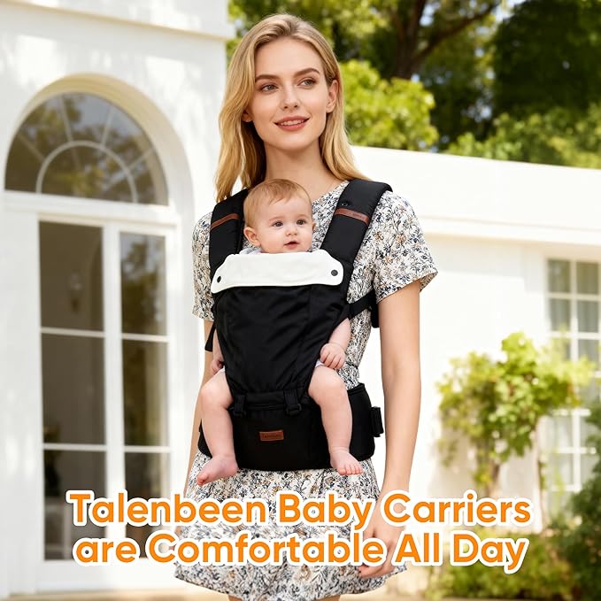 Baby Carrier, 6-in-1 Baby Carrier Newborn to Toddler, Babys Carriers with Hip Seat Lumbar Support 7-45 lbs, Baby Soft Carrier for All Seasons & Positions