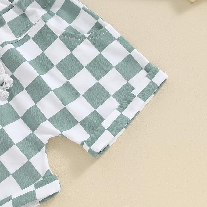 fhutpw Baby Toddler Boy Clothes Summer Outfits 6 12 18 24 Months Patchwork Short Sleeve T Shirt & Shorts Sets with Pockets