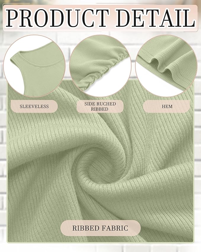 Riyiper 3 Pack Women's Maternity Tank Tops, Sleeveless Cotton Pregnancy Shirts Ribbed Knit Sides Ruched Basic Mama Clothes