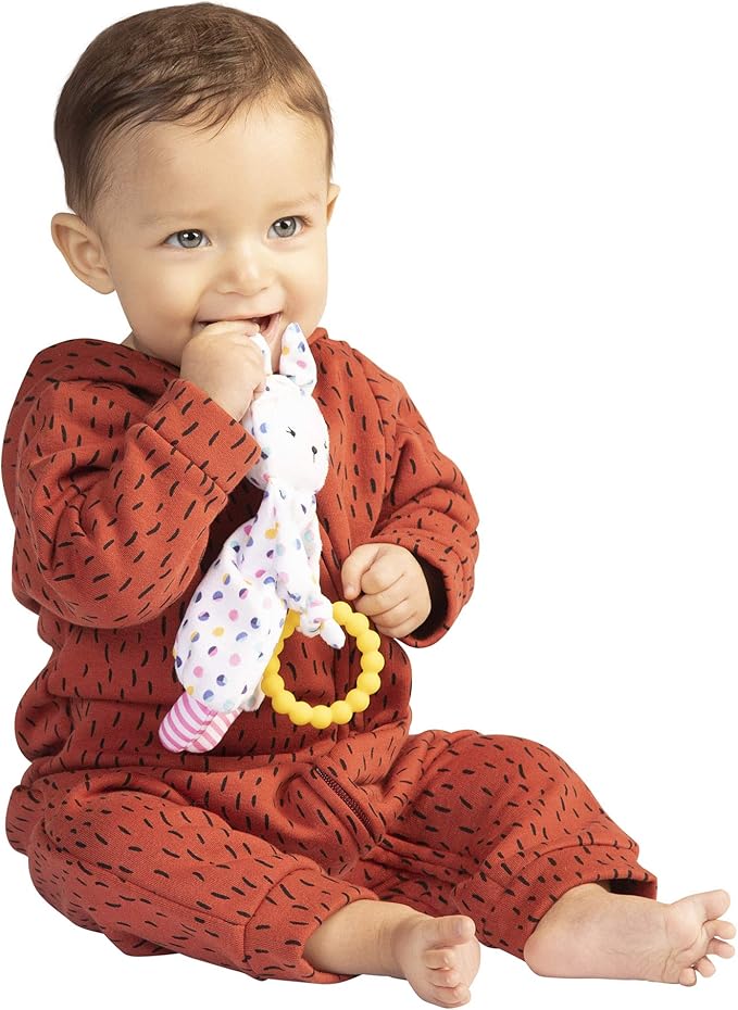 Manhattan Toy Cherry Blossom Days Baby Bunny Soothing Mini Blankie with Removable Silicone Teether