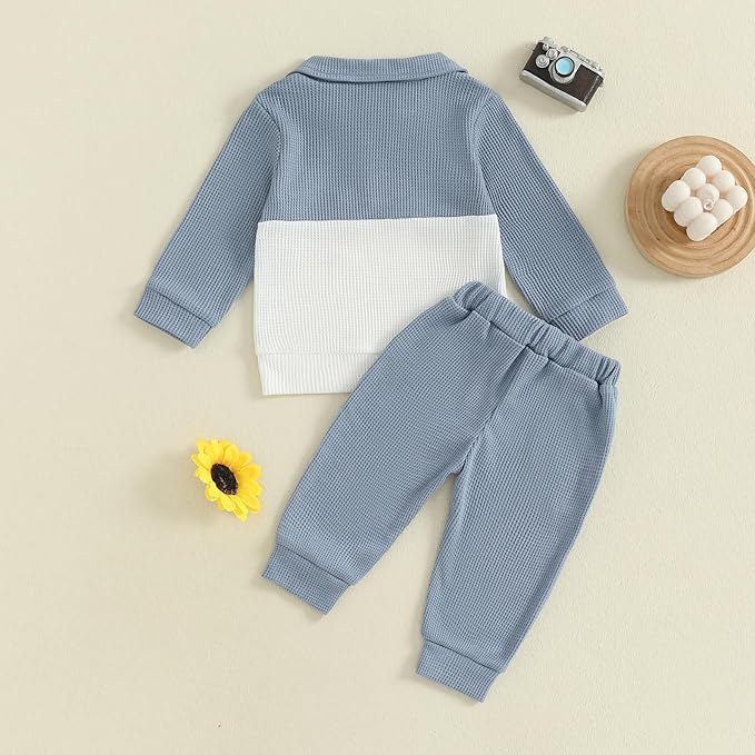 Baby Boy Toddler Fall Outfit Striped Sweatshirt Toddler Boy Winter Waffle Clothes 3 6 12 18 Months 2 3 T Pant Set