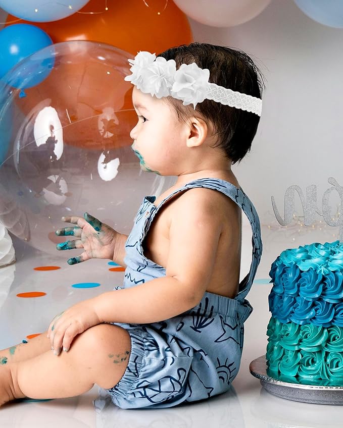 Fmeida Baby Girls Headbands for 4-24M | Soft Flower Crown (Fits 14.96"-18.89" Head)