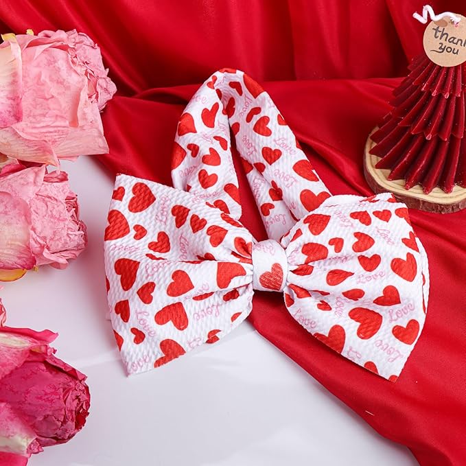 YanJie 7'' Baby Bow Headbands Red Valentines Wide Handmade Heart Pink Headbands and Bows for Newborn Girls Valentine Outfit Baby