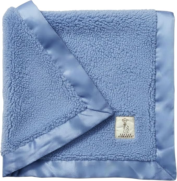 Little Giraffe Chenille Baby Blanket – 29x35” Soft Chenille with Satin Trim, Cornflower | Ultra-Soft, Gentle & Safe, Lightweight & Breathable for Newborns & Toddlers